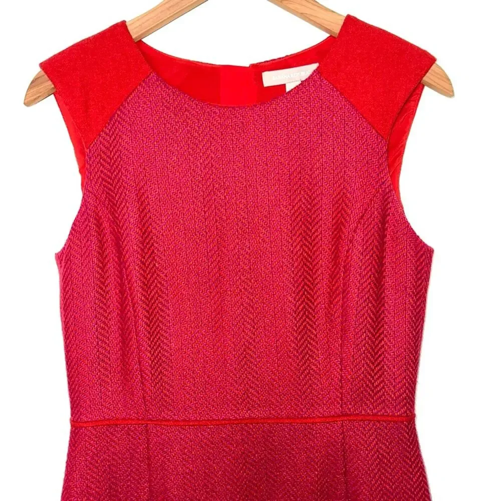 Banana Republic Textured Wool Blend Red Pink Sheath Dress Size 6 - Picture 2 of 13